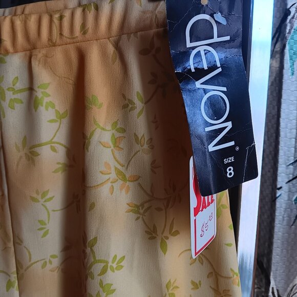 sz 8 Vintage 1970's Womens Skirt FLOWER PRINT DEVON YELLOW SECRETARY SKIRT USA - Picture 2 of 10